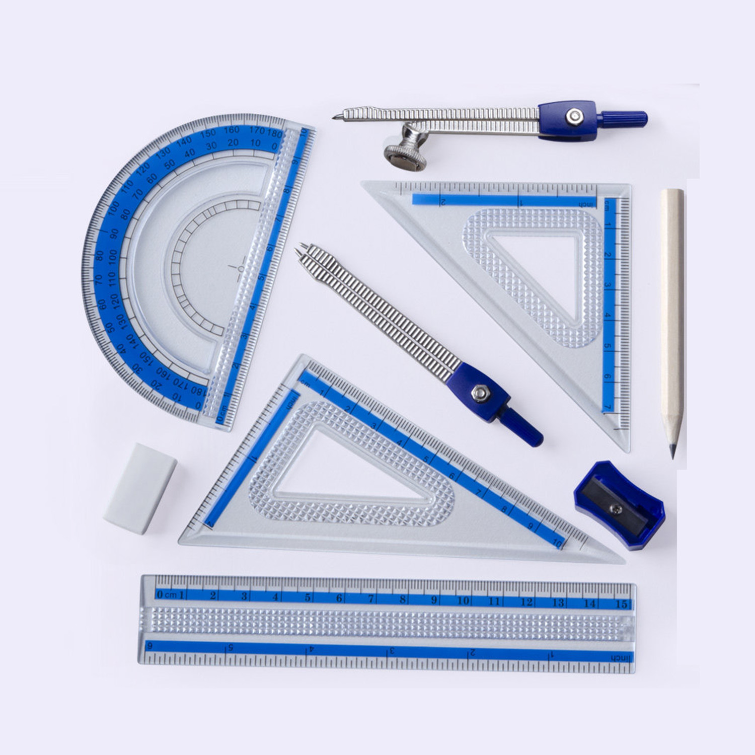 10 PCS Geometry Math Set Shatt - Math Geometry Set With Compass ulasan dan harga